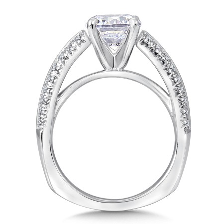 Diamond engagement ring set in 14k white gold that is perfect for a 1.5 carat diamond.
