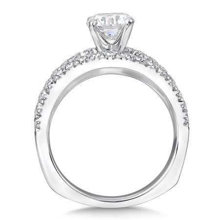 Split shank 14k white gold diamond engagement ring.