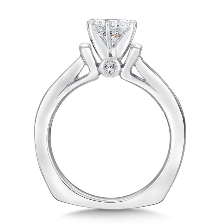 14K White Gold Diamond Engagement Ring With Side Diamonds | R9067W | Valina