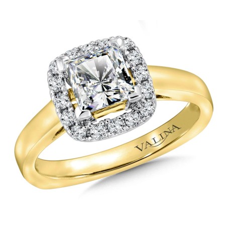 Princess-Cut Diamond Halo Engagement Ring - R9312YW - Valina Halo Engagement Rings