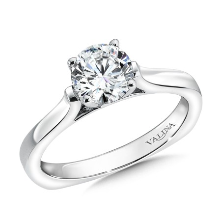14k white gold diamond solitaire engagement ring.