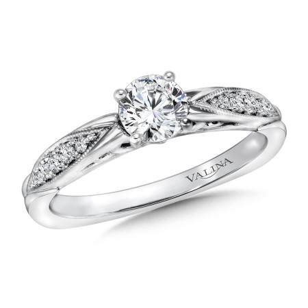 Delicate 14K White Gold Diamond Engagement Ring Setting | R9411W | Valina Engagement Rings