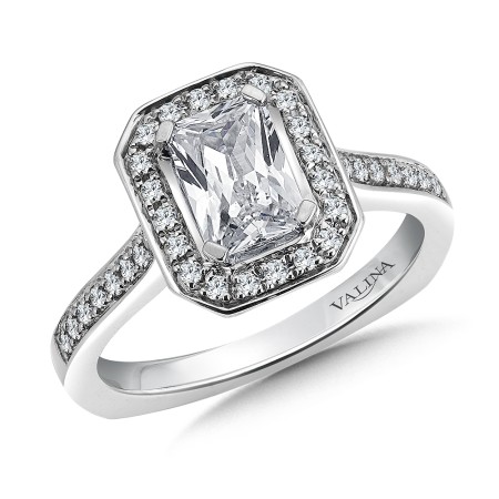 Halo Style Emerald Cut Engagement Ring