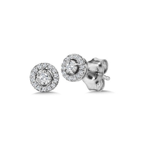 Round Diamond Star, Heavenly Halo Earrings (1/10 ctw)