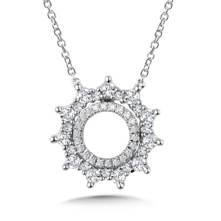 Round Sun & Star Diamond Pendant | PDD3148-W
