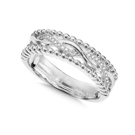 Beaded Criss Cross Diamond Band