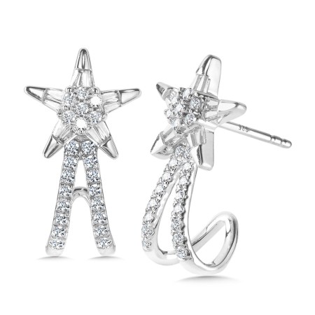 Shooting Star Baguette Diamond Earrings | EDD3050-W