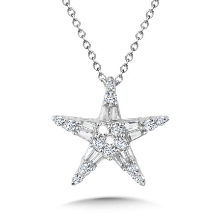 Shooting Star Baguette Diamond Pendant | PDD3108-W