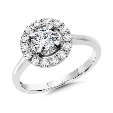 Solitaire Diamond Star Halo Engagement Ring