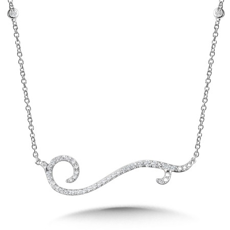Spiral Vine Diamond Bar Necklace | PDD3095-W