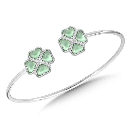 Sterling Silver Artisan Clover Bangle - BSS009-W