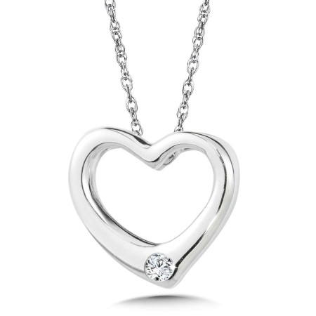 Sterling Silver Diamond Heart Pendant