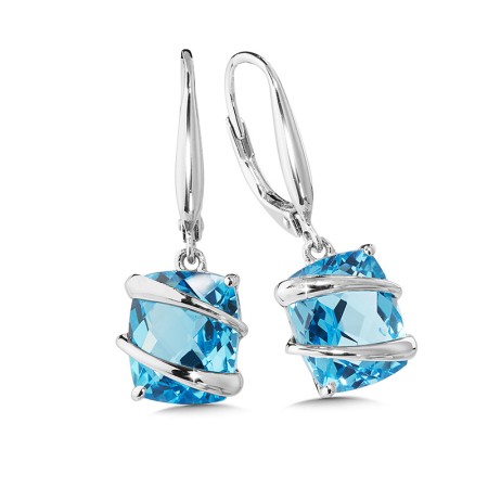 Sterling Silver and Swiss Blue Topaz Earrings - LVE810-BT
