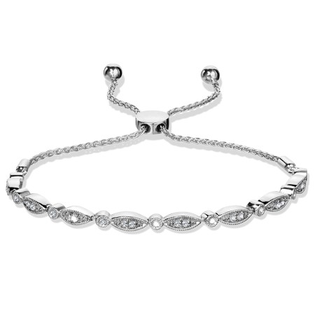 Sterling Silver Vintage Diamond Bolo Bracelet