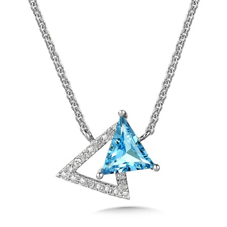 Swiss Blue Topaz and Diamond Triangle Necklace | CGP167W-DBT