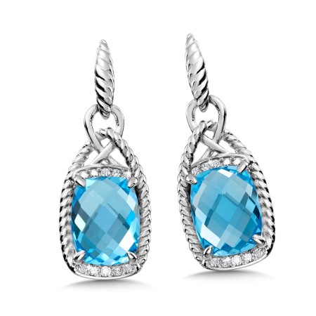 Swiss Blue Topaz & Diamond Rope Earrings - CGE147W-DBT