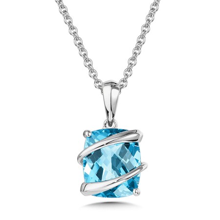 Swiss Blue Topaz In Sterling Silver Necklace - LVP810-BT