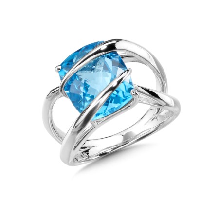Sterling Silver & Swiss Blue Topaz Ring - LVR810-BT