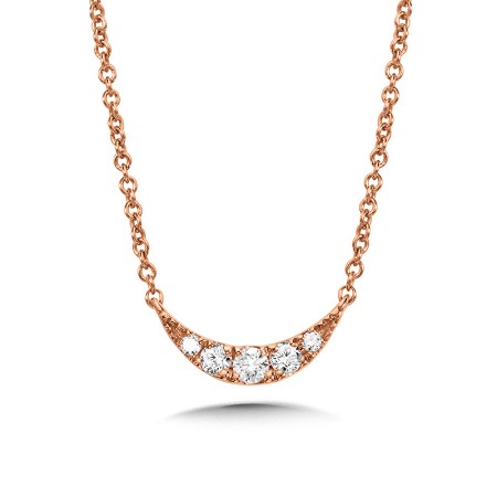 14k Rose Gold Tilted Crescent Moon Diamond Necklace - PDD3081-P