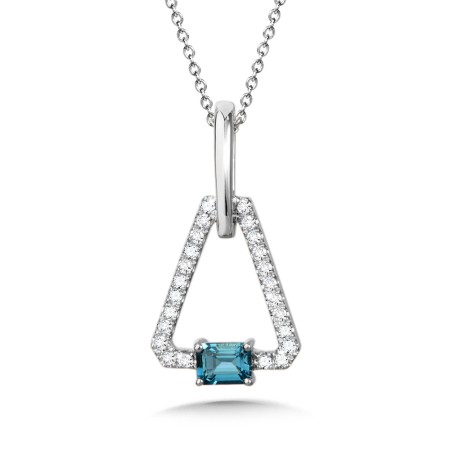 Triangular London Blue Topaz and Diamond Pendant - CGP183W-DLBT