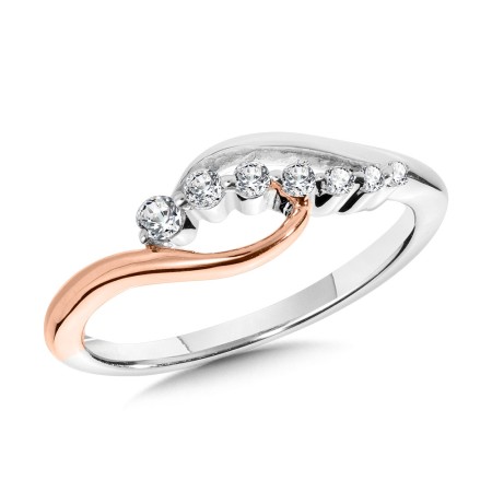 Two Tone Love Moments Infinity Graduating Diamond Bypass Ring