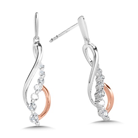 Two Tone Love Moments Infinity Graduating Diamond Dangling Earrings