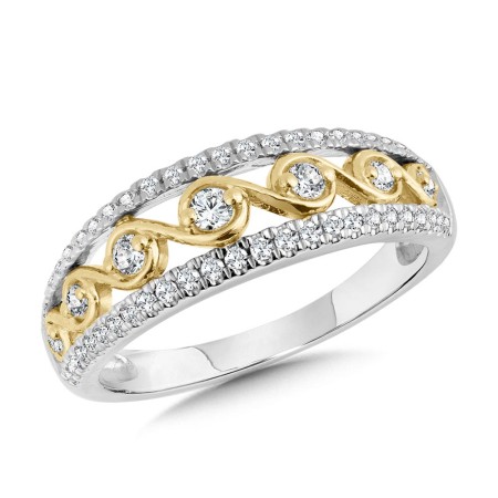 Two Tone Spiral Diamond Band