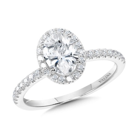 Valina Round - Classic Straight Oval Halo Engagement Ring - R1150W-SR