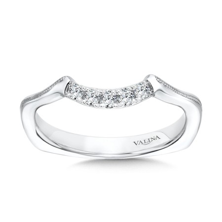 Valina Curved Milgrain Diamond Wedding Band - R1068BW