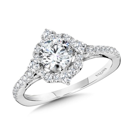 Valina - Decorative Straight Halo Engagement Ring - R1162W