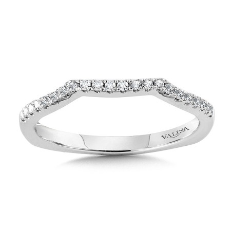 This true fit matching diamond wedding ring features diamonds cascading halfway down the band, giving the ring a classic design that will never go out of fashion. R1060BW