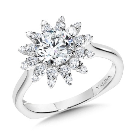 Valina Floral Halo Diamond Engagement Ring - R1111W
