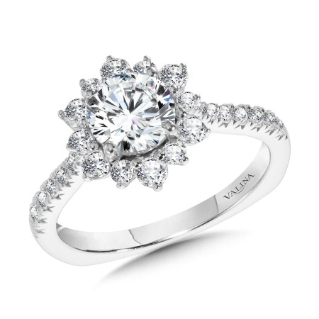 Valina Floral Halo Diamond Engagement Ring - R1112W