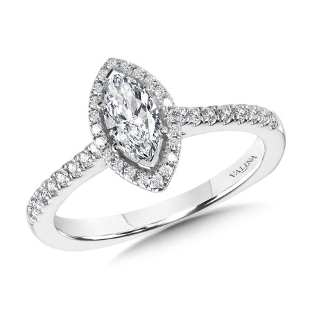 Valina Marquise Diamond Straight Halo Engagement Ring - R1096W