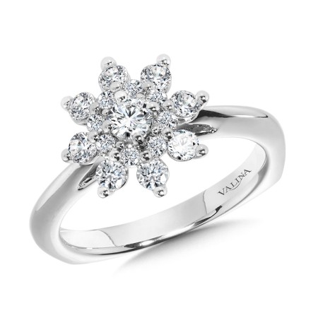 Valina Modern Floral Halo Diamond Engagement Ring - R1090W