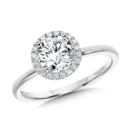 Valina Round - Classic Straight Halo Engagement Ring - R1140W-SR