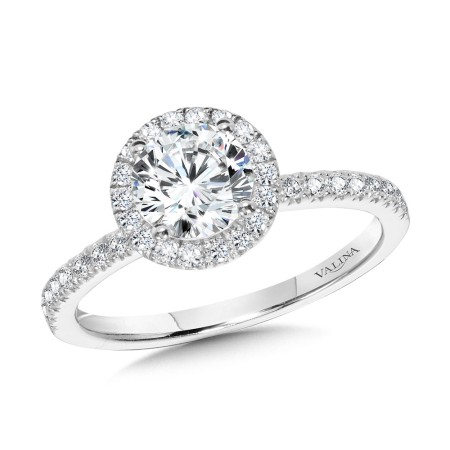 Valina Round - Classic Straight Halo Engagement Ring - R1148W-SR