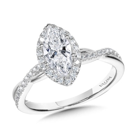 Valina Round - Crisscross Marquise Halo Engagement Ring - R1137W-SR