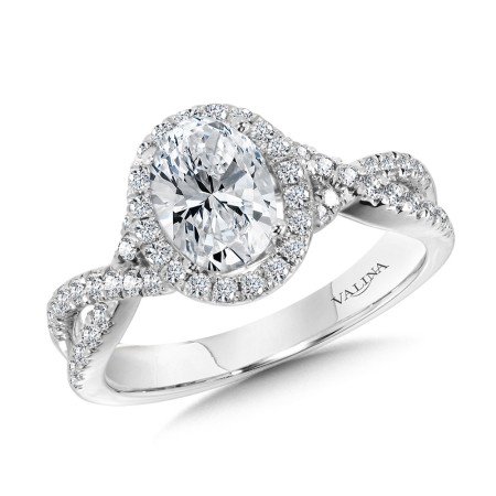 Valina Round - Crisscross Oval Halo Engagement Ring - R1132W-SR