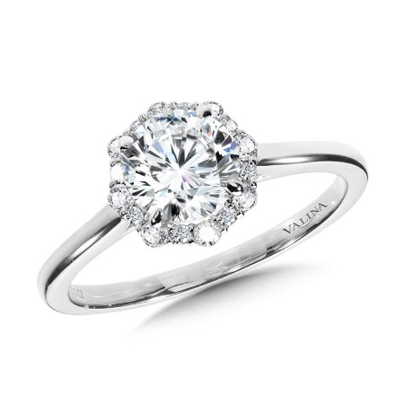 Valina Modern Straight Halo Diamond Engagement Ring - R1115W-SR