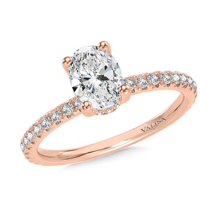 Oval-Cut Straight Hidden Halo Diamond Engagement Ring - R2298P-SR