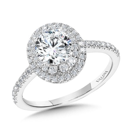 Valina Round - Straight Double-Halo Engagement Ring - R1145W-SR