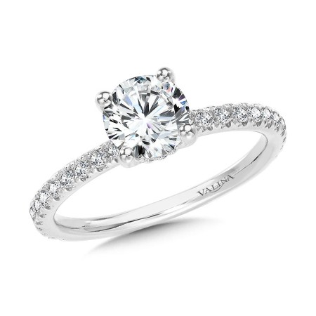 Straight Hidden Halo Diamond Engagement Ring - R2297W-SR