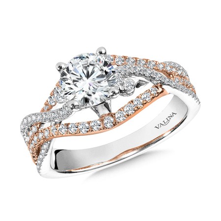 Two-Tone Crisscross & Split Shank Diamond Engagement Ring - R2256WP-SR
