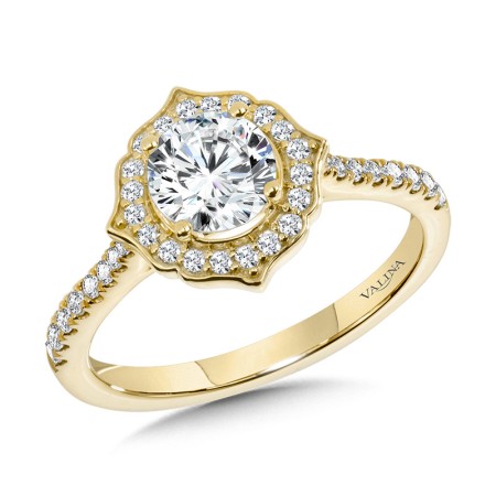Vintage-Inspired Diamond Halo Engagement Ring - R2313Y-SR