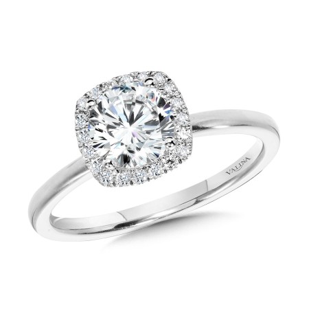 Valina Round - Classic Straight Cushion-Shaped Halo Engagement Ring - R1141W-SR
