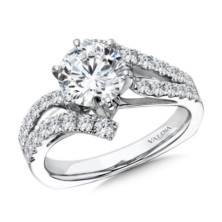 Valina Six-Prong Bypass Split Shank Diamond Engagement Ring - R1078W