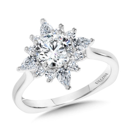Valina Star Halo Diamond Engagement Ring - R1113W