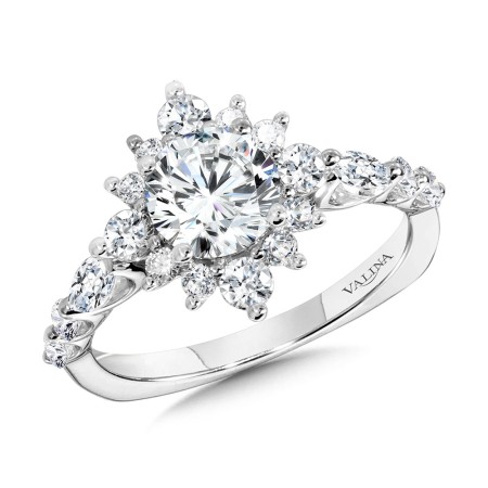Valina - Statement Star Halo Diamond Engagement Ring - R1155W
