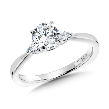 Valina Tapered 3 Stone Round and Pear Diamond Engagement Ring - R1103W